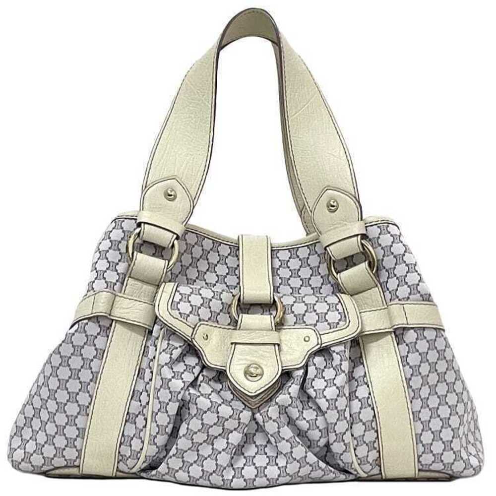 Celine Tote Bag Pastel Macadam Leather Flap White Purple